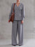 Ensemble gris clair avec haut asymétrique à col en V et boutons & pantalon Large
