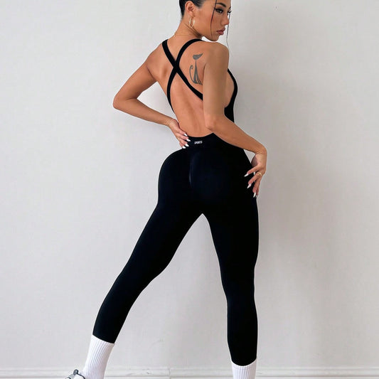 Combinaison de yoga à séchage rapide avec pantalon à bretelles croisées