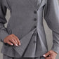 Ensemble gris clair avec haut asymétrique à col en V et boutons & pantalon Large