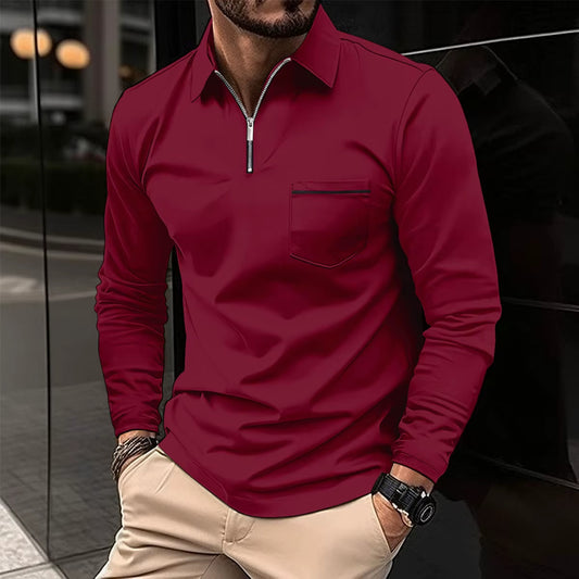 Casual Men's POLO Shirt Zipper Pocket